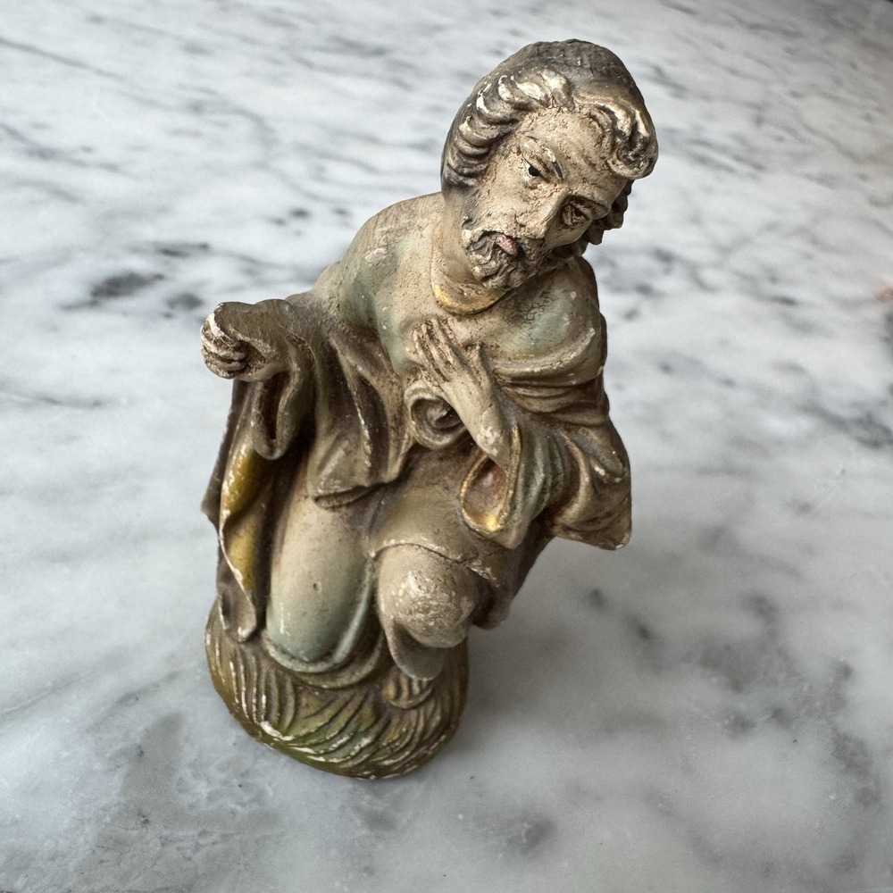 Italy Kneeling Joseph Shepherd Nativity Figurine 4 Inches Tall